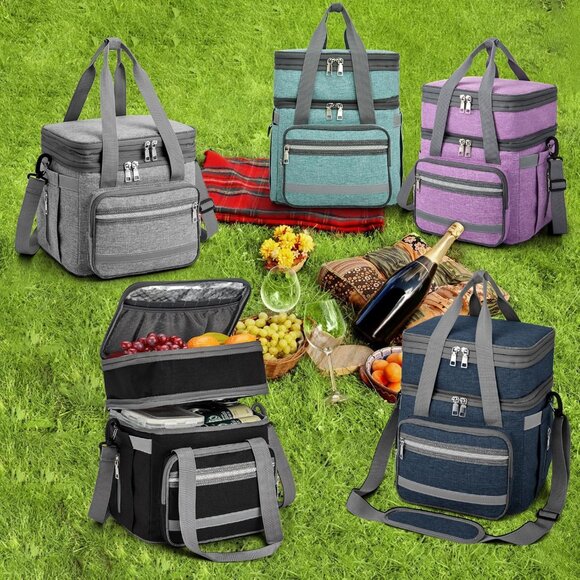 Lunch Box for Women, Insulated Double Deck Lunch Bag for Adults, Leakproof Coole - Picture 7 of 7